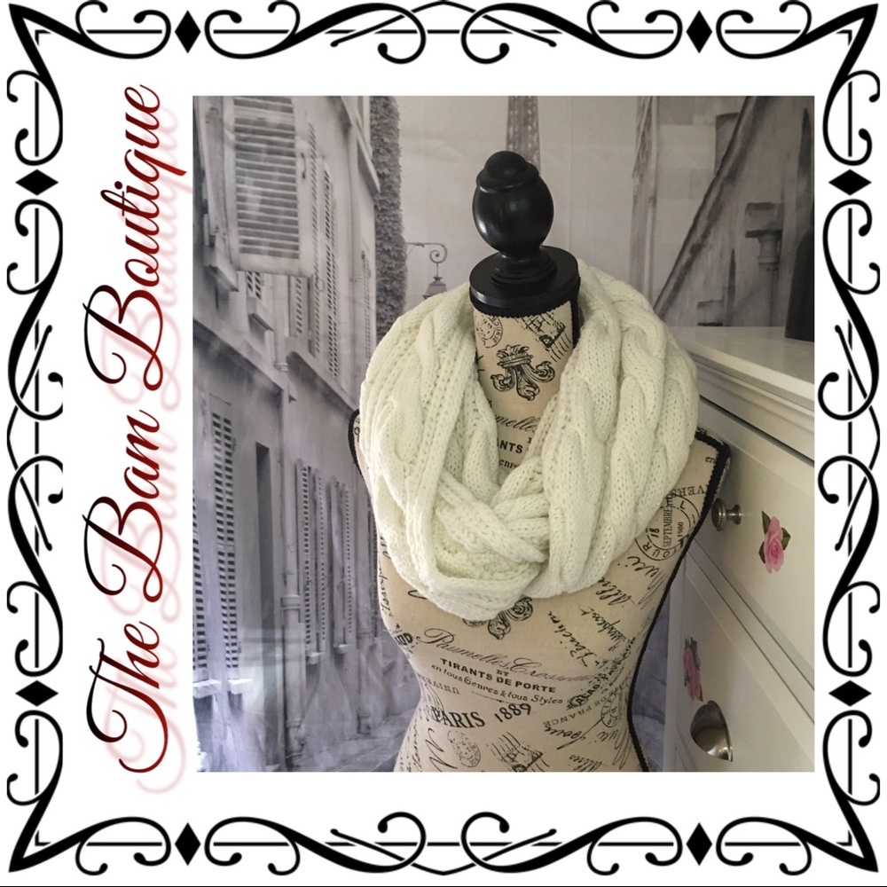 Ivory Cable Knit Infinity Scarf